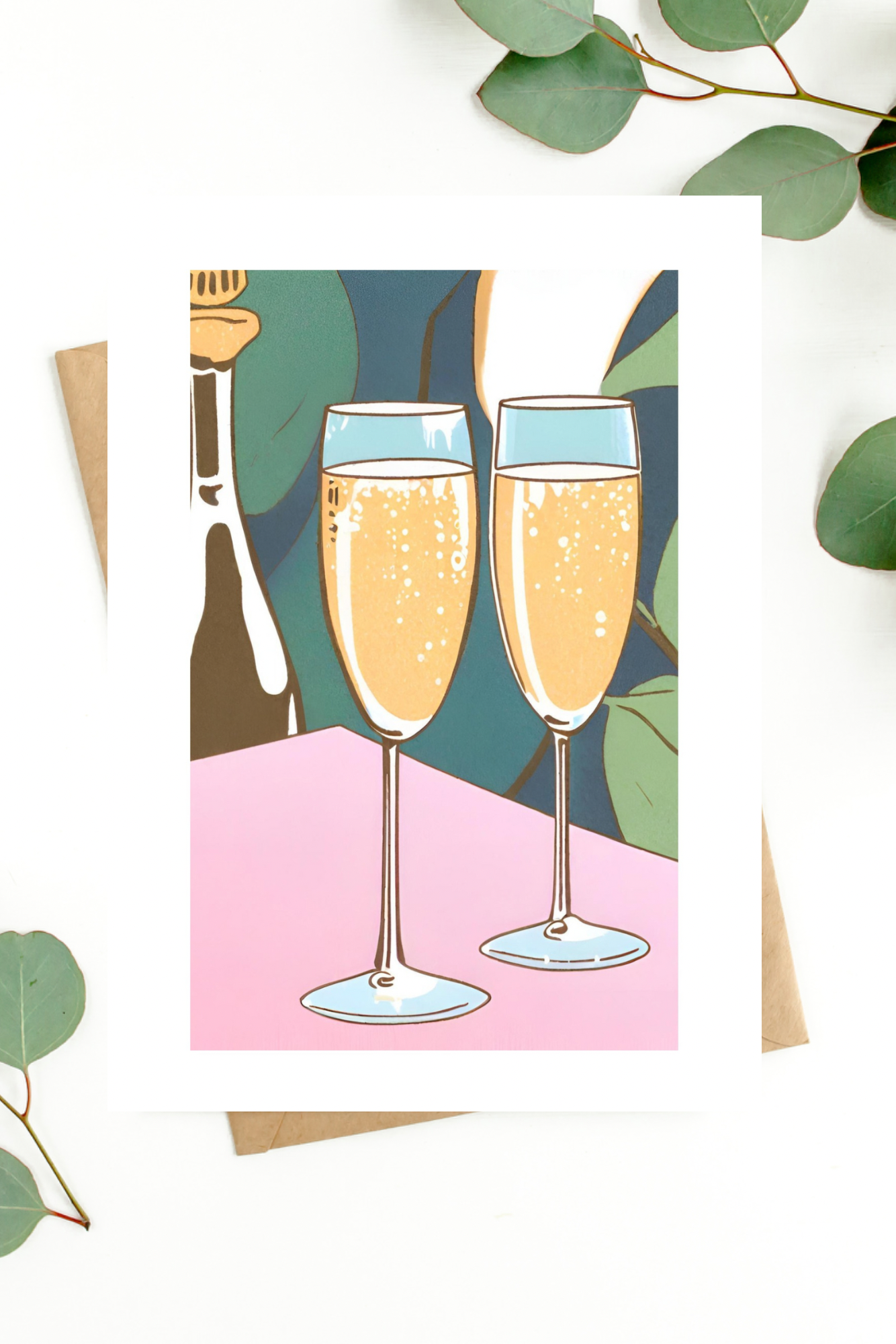 Champagne glass greeting card